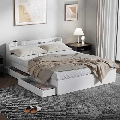 White Schrader Bed Frame with Storage