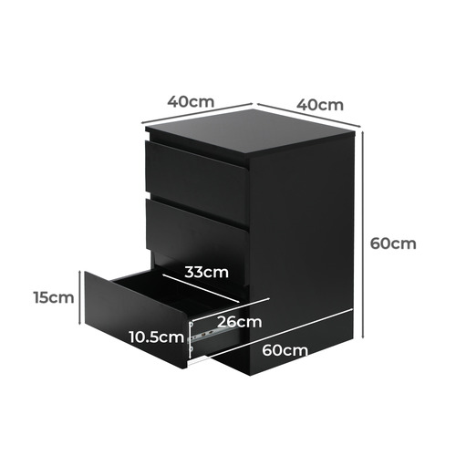 Carolla 3 Drawer Bedside Table