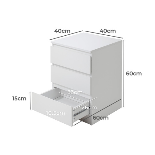 Carolla 3 Drawer Bedside Table