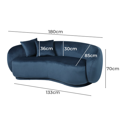 Millie 3 Seater Rounded Velvet Sofa