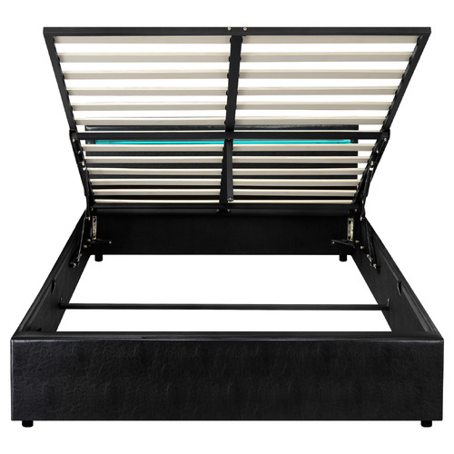 Black Colson Faux Leather Gas Lift Bed with LED