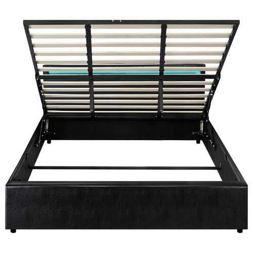 Black Colson Faux Leather Gas Lift Bed with LED