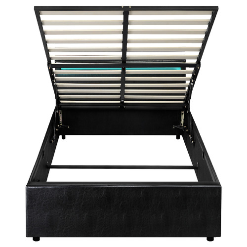 Black Colson Faux Leather Gas Lift Bed with LED