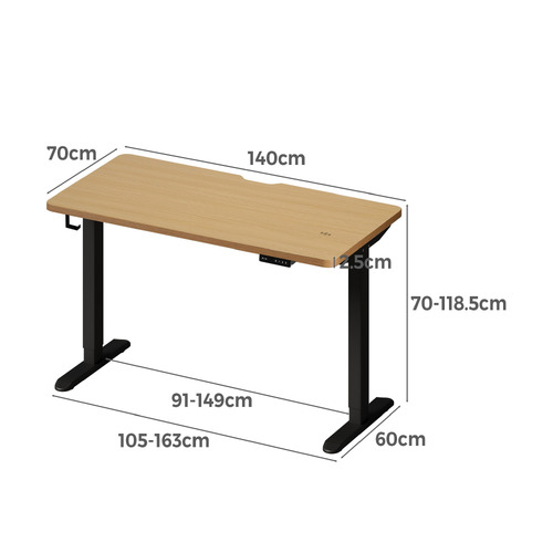 Virginia I 140cm Single Motor Electric Sit & Stand Desk
