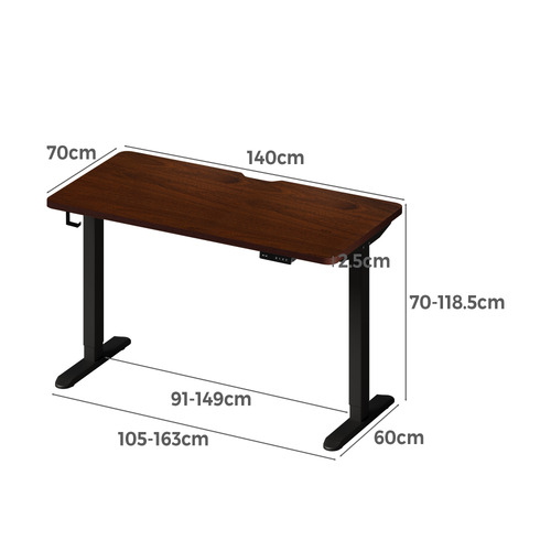 Virginia I 140cm Single Motor Electric Sit & Stand Desk