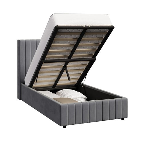 Grey Meier Gas Lift Storage Bed Frame