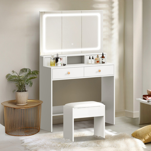 2 Piece LED Livia Dressing Table & Stool Set