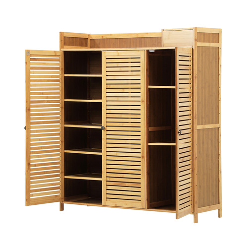 LivingFusion Weber 3 Door Bamboo Shoe Cabinet | Temple & Webster