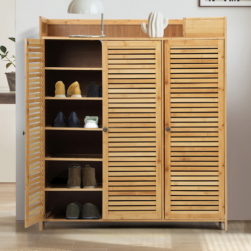 LivingFusion Weber Door Bamboo Shoe Cabinet Temple Webster