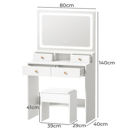 2 Piece LED Livia Dressing Table & Stool Set
