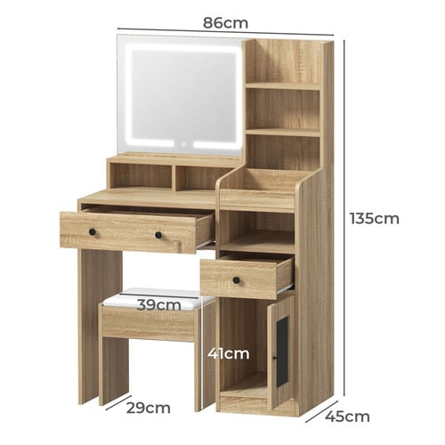 2 Piece LED Norina Dressing Table & Stool Set