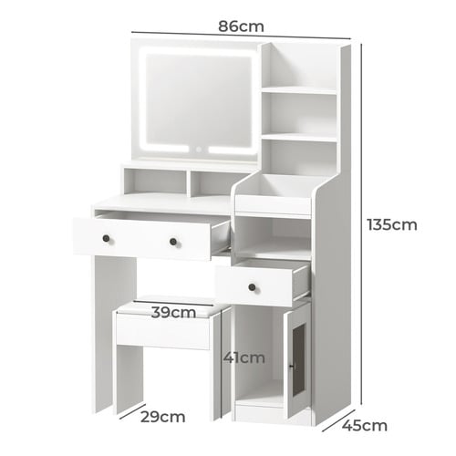 2 Piece LED Norina Dressing Table & Stool Set