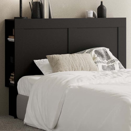 Black Jephson Bedhead with Shelves
