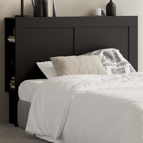 Black Jephson Bedhead with Shelves