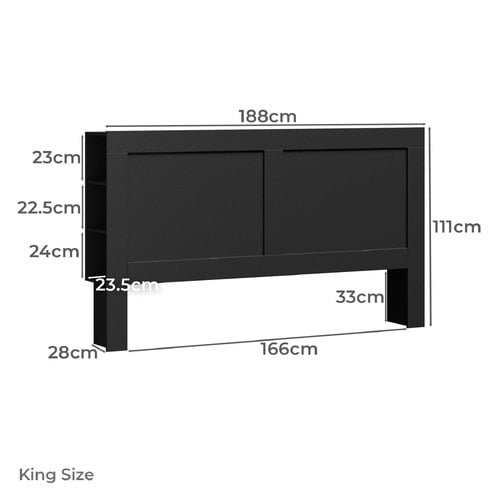 Black Jephson Bedhead with Shelves