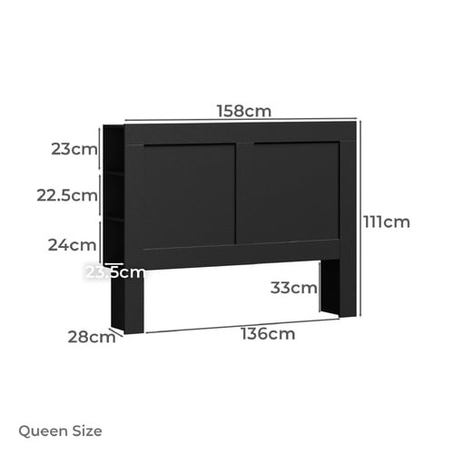 Black Jephson Bedhead with Shelves