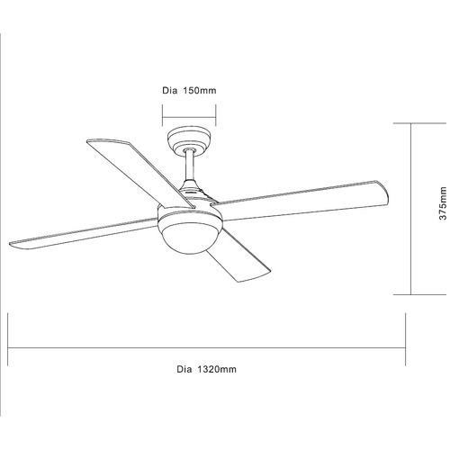 Hodson 132cm AC Ceiling Fan with LED Light & Remote Control