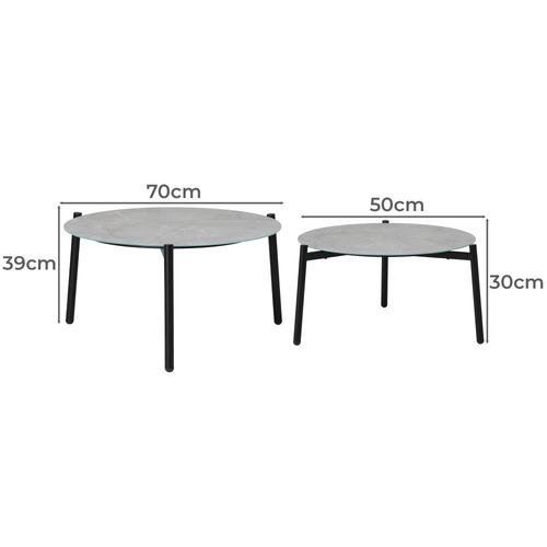 2 Piece Grey Eliana Outdoor Coffee Table Set