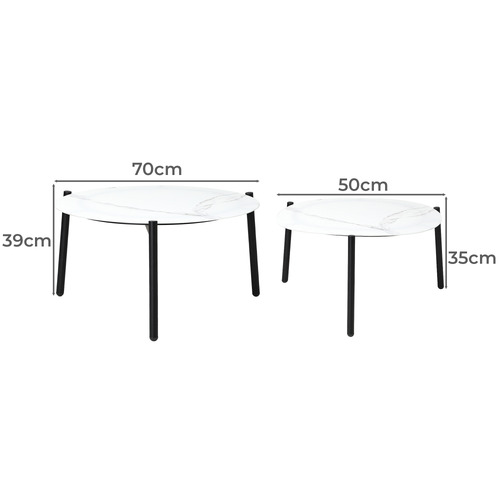 2 Piece White Eliana Outdoor Coffee Table Set
