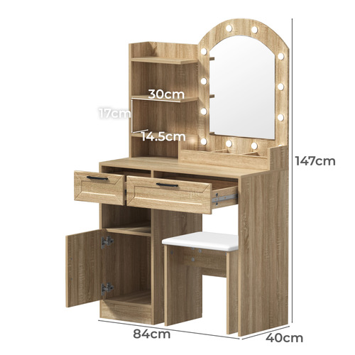 2 Piece Neal LED Dressing Table & Stool Set