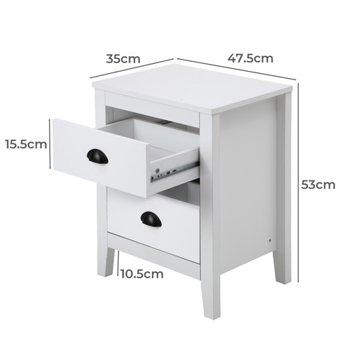 Kaitlin 2 Drawer Bedside Table