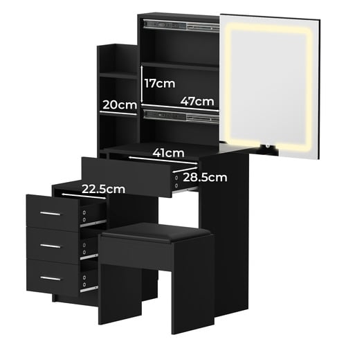 2 Piece Colorado LED Dressing Table & Stool Set