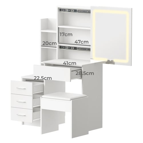 2 Piece Colorado LED Dressing Table & Stool Set
