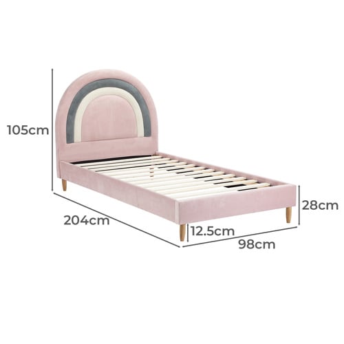Pink Sarah Velvet Single Bed