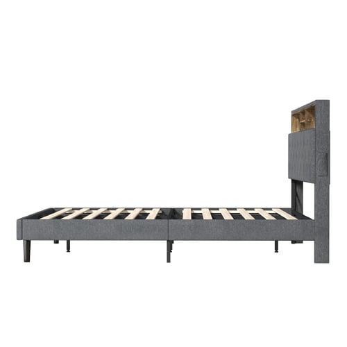 Crosby Upholstered Bed with Storage Headboard & LED