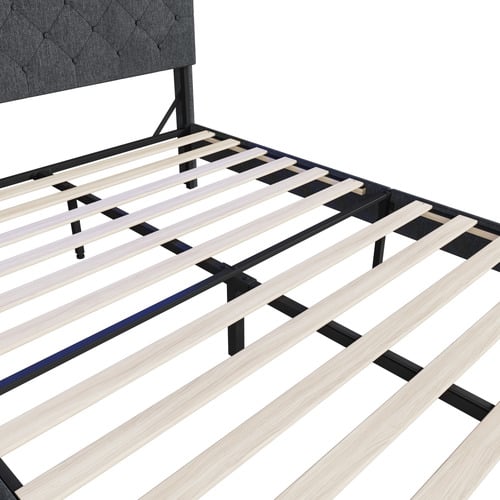 Crosby Upholstered Bed with Storage Headboard & LED