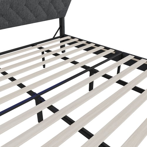 Crosby Upholstered Bed with Storage Headboard & LED