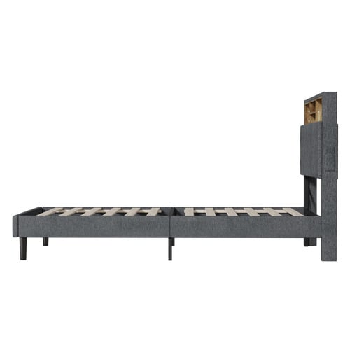 Crosby Upholstered Bed with Storage Headboard & LED