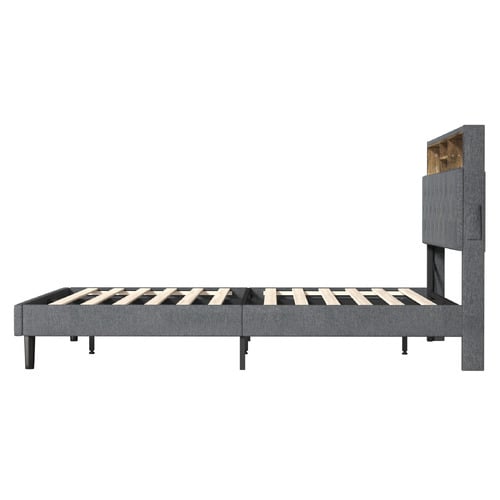 Crosby Upholstered Bed with Storage Headboard & LED