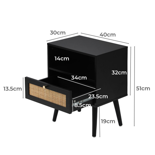 Black Erin Bedside Table