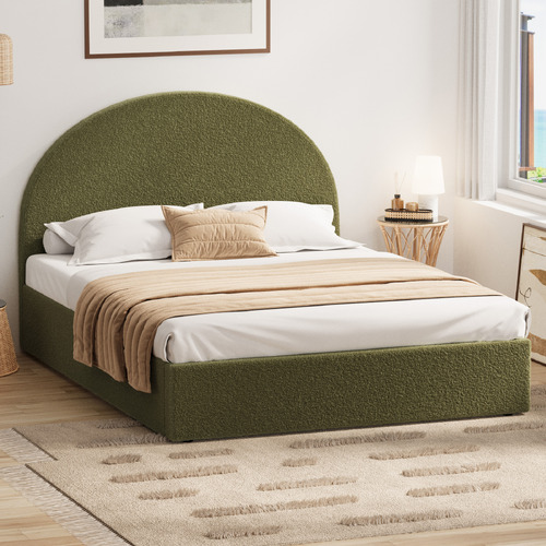 Green Seraphine Sherpa Queen Gas Lift Bed