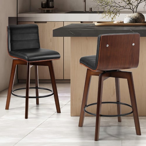 63cm Osvald Faux Leather Swivel Bar Stools