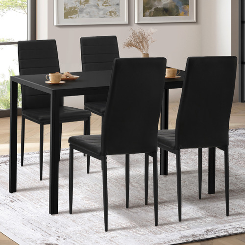 4 Seater Osmund Faux Leather Dining Table & Chair Set