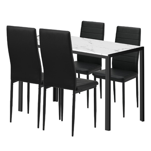 4 Seater Melati Faux Leather Dining Table & Chair Set