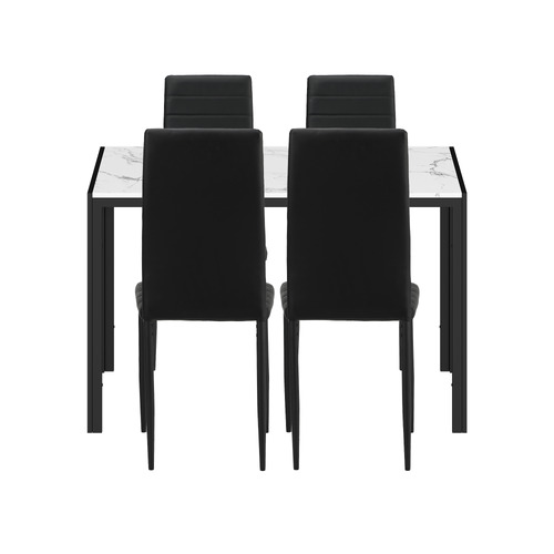 4 Seater Melati Faux Leather Dining Table & Chair Set