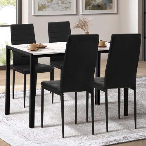 4 Seater Melati Faux Leather Dining Table & Chair Set
