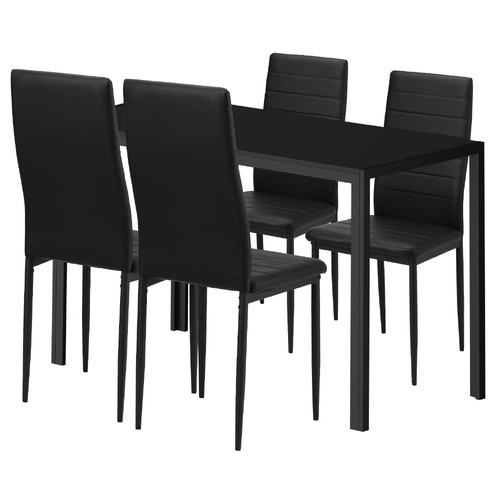 4 Seater Osmund Faux Leather Dining Table & Chair Set