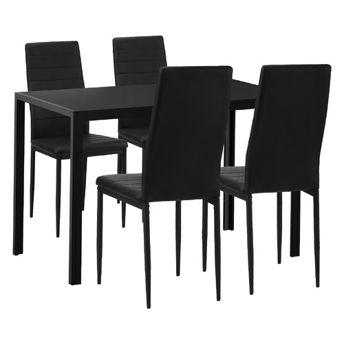 4 Seater Osmund Faux Leather Dining Table & Chair Set