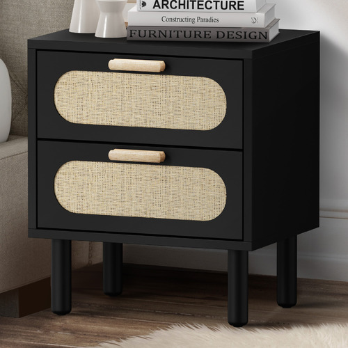 Elida Rattan 2 Drawer Bedside Table