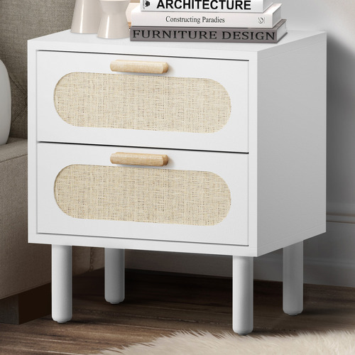 Elida Rattan 2 Drawer Bedside Table