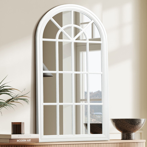 Theon Arched Paulownia Wood Wall Mirror