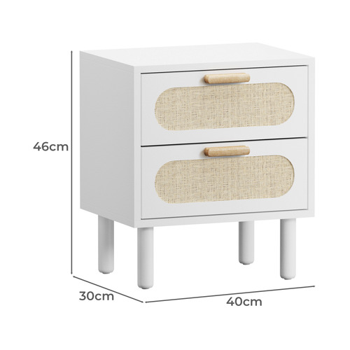 Eldric Rattan 2 Drawer Bedside Table