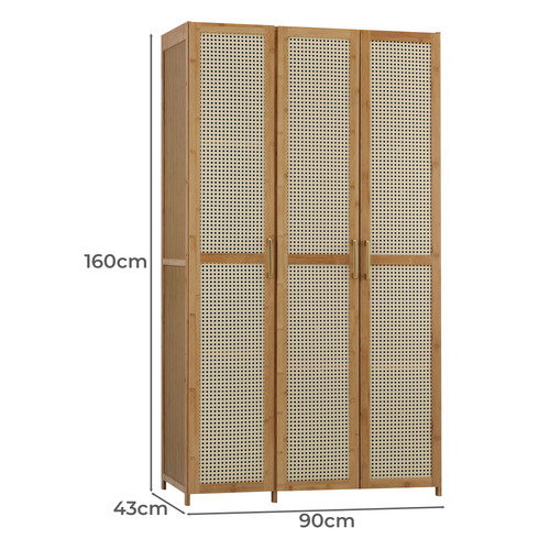 Tyro 3 Door Bamboo Wardrobe