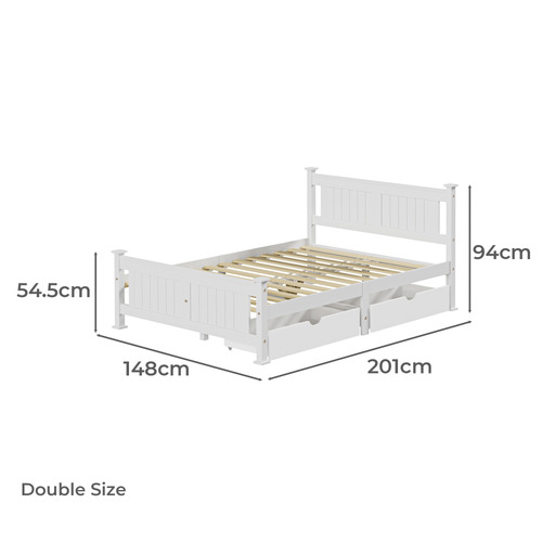 Clara Pine Wood Bed Frame with Storage