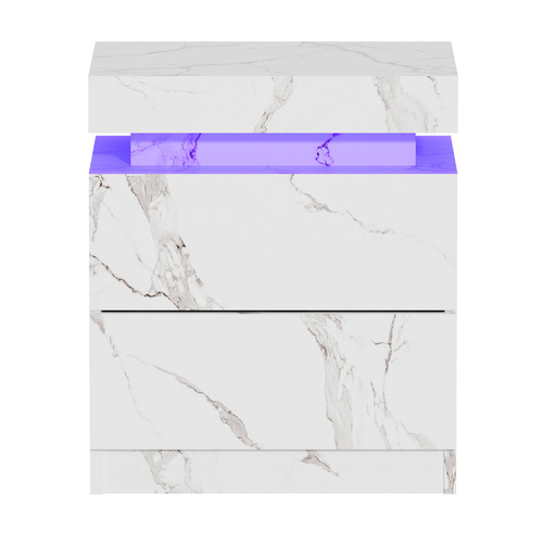Hadley 2 Drawer LED Bedside Table