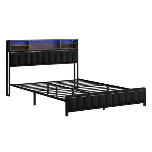 Dalton Faux Leather Queen Bed with LED